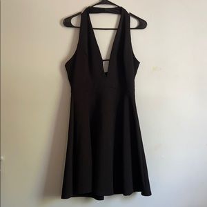 Plunge neck little black dress